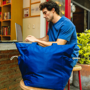 Ripple Tote Bag - Navy Seal - Recycled Nylon Zippered Tote - Image 9