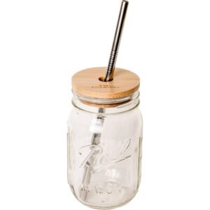 Mason Jar Kit- Mason Jar. Bamboo Lid. Stainless Steel Straw - Image 4