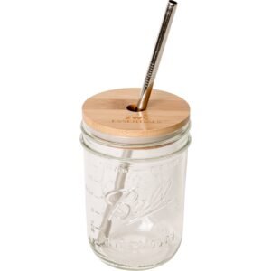 Mason Jar Kit- Mason Jar. Bamboo Lid. Stainless Steel Straw - Image 5
