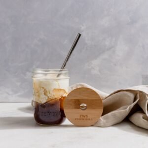 Mason Jar Kit- Mason Jar. Bamboo Lid. Stainless Steel Straw - Image 2